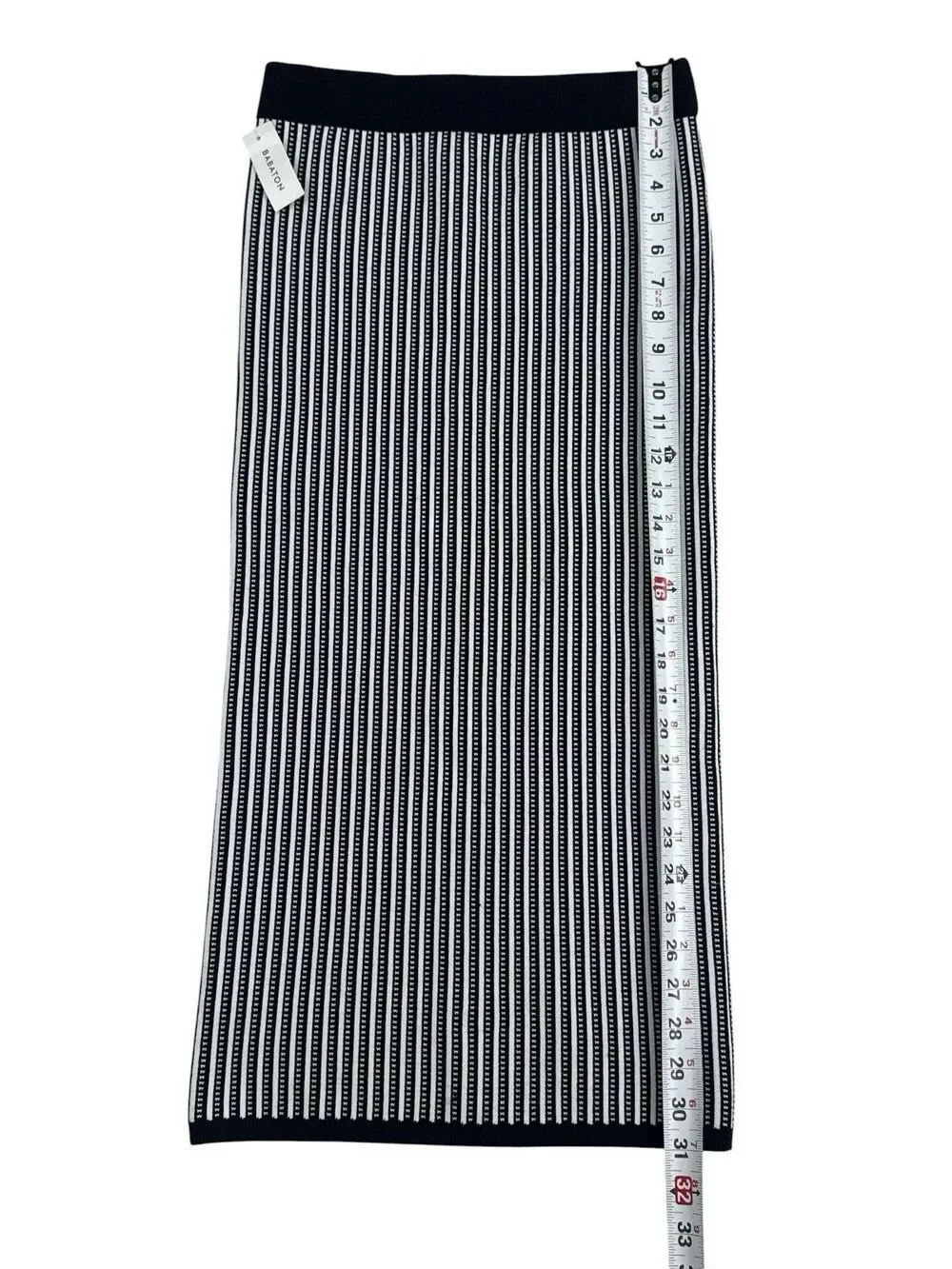 Aritzia Babaton Sculpt Knit Bodycon Tube Midi Skirt Black/White Stripe Size M